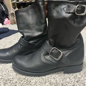 Frye moto black leather boots